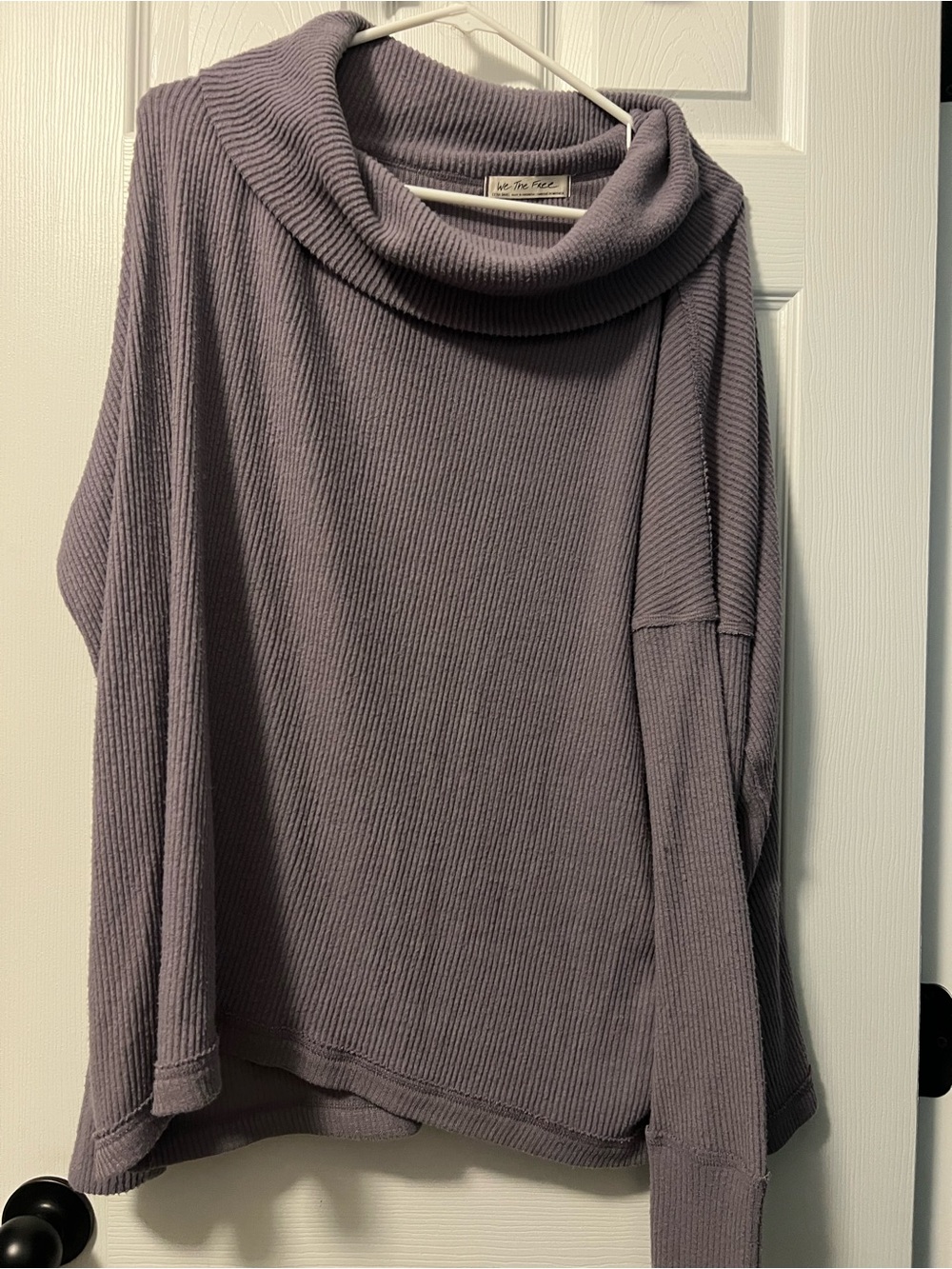 We The Free Lavender Cowl Neck Ribbed Sweater